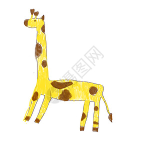 动物长颈鹿元素手画着可爱的孩子的插图 手画着可爱的儿童背景
