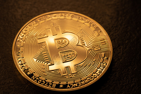 硬币 Crypto货币Bitcoin 的物理表示方式 块链和加密概念钱包储蓄汇款密码技术商业区块链计算金子网络背景图片