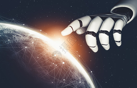 未来人工机器人人造智能概念的全新理论思考智力电脑5g全世界人工智能电子人自动化科技社交网络现实背景图片