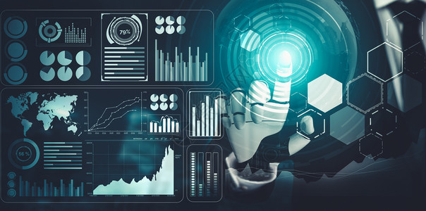 大数据报告未来人工机器人人造智能概念的全新理论思考手臂图表学习报告金融利润男人人工智能经济分析背景