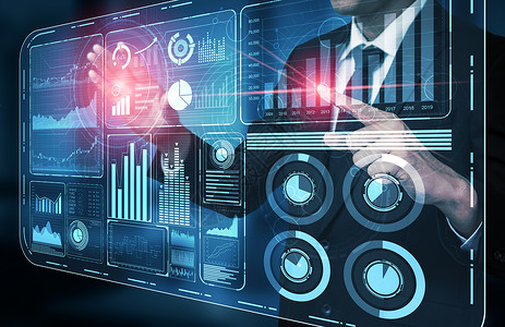商业金融大数据技术概念 2002年战略屏幕工程师交换经理投资贸易市场人士统计背景图片