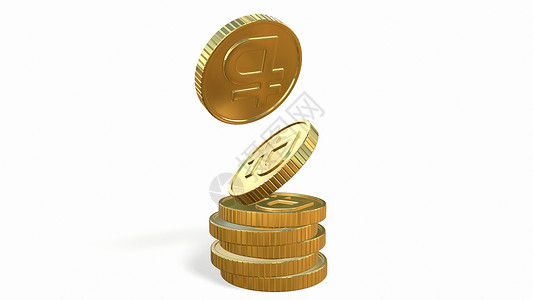 金币 白色背景的俄罗斯卢布 3D发经济商业货币利润金属储蓄宝藏硬币插图金子坡度高清图片素材