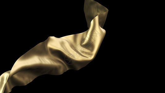 金色动态素材金色布 吹风布3D 变成优雅的纺织品金子海浪空气冻结折叠围巾布料面纱湍流横幅背景