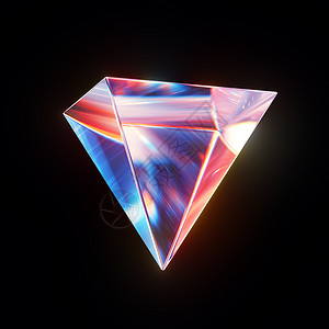 钻石动态素材3D变抽象玻璃金字塔 有详细的反射和分散展示奢华坡度变形海浪噪音技术艺术渲染魅力背景