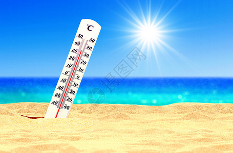 温度计显示有超高温度的 银度尺环境气候摄氏度太阳数字指标气象天气测量乐器汞高清图片素材