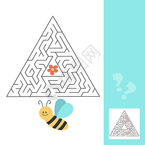 蜂蜜宣单孩子们的迷宫拼图 帮助蜜蜂寻找花朵 孩子活动单动物教育昆虫解决方案蜂蜜幼儿园出口床单绘画蜂巢背景