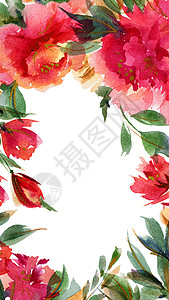 水彩小松鼠粉红小松鼠植物水彩色平方肖像背景植物学花园艺术荒野问候语卡片框架墙纸正方形手绘背景