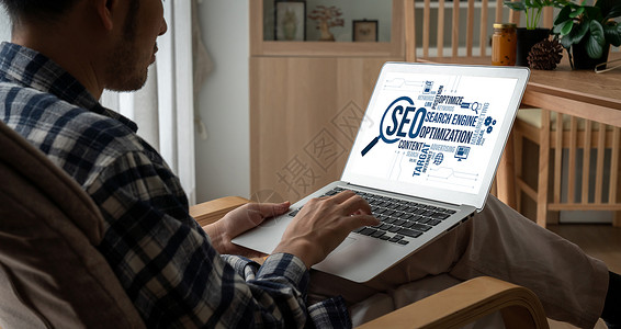 SEO 优化现代电子商务和网上零售业SEO搜索引擎优化房子商务展示技术屏幕网站关键词电脑房间监视器分析高清图片素材