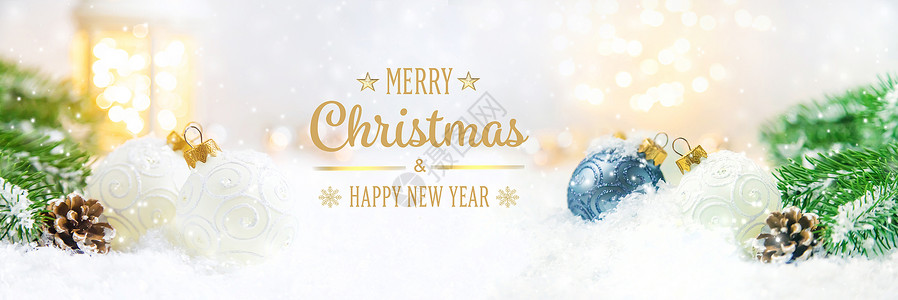 圣诞背景和美丽的装饰 新年 有选择的焦点横幅风格框架松树玩具假期云杉庆典蓝色季节背景图片