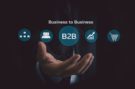 手商务人士图标 B2B 企业对企业虚拟屏幕互联网业务大数据技术概念六边形高清图片素材