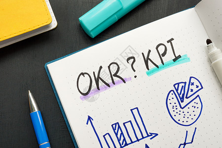 在备注的 OKR 或 KPI 和商务图表中的标记背景