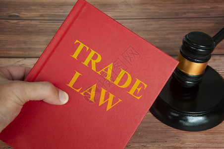 法官认证信息贸易法关于法律书籍的文本 法官大锤以木制案桌背景背景