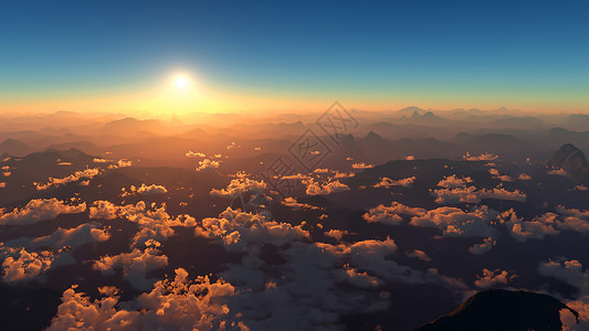 山上云层的黎明 高地上的日落日出高清图片素材