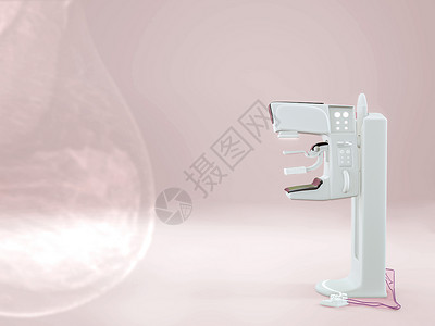 用于在医院用粉色背景3D造影检查乳腺癌的乳房X光照相设备预后预防医生摄影乳腺女性疾病胸部成人考试背景