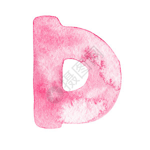 水彩粉色甜甜圈白上隔离的水彩粉红色字母D背景