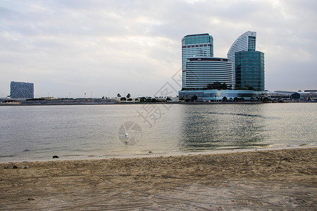 迪拜市和洲际酒店的景象 上午清晨 迪拜 阿联酋外门全景旅行记录天气运河场景访问季节风暴款待背景图片