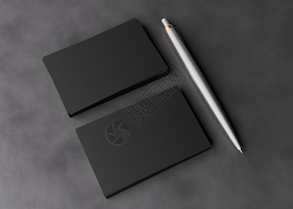 名片背景名片模板粗糙混凝土表面上的空白黑色名片 品牌标识的样机 两叠 展示卡片的两面 图形设计师的模板 自由空间 复制空间 3D 渲染背景