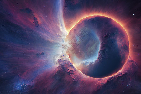 反差色黑洞特效外星行星的美丽多色景观世界小说地球宇宙科幻天文学星星勘探月亮轨道背景