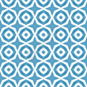Ikat 重复游泳服设计 蓝色对称墙纸民间纺织品游泳衣三角形手绘打印钻石反射艺术背景图片