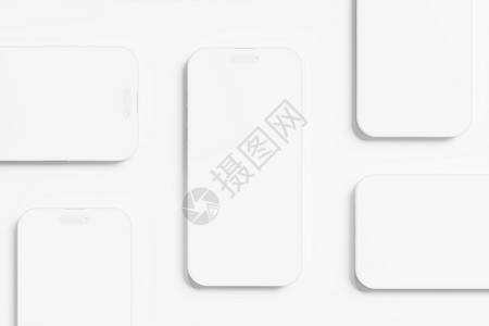 威图手机Phone 143D 渲染白色空白样机照片电话黏土屏幕工具技术反应摄影网站展示背景