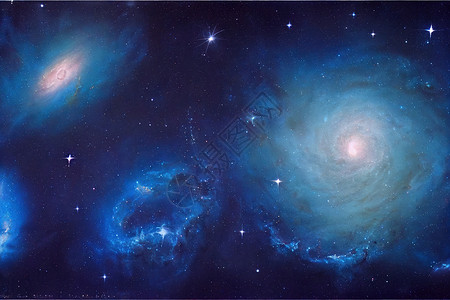 穿越太空中的星云和蓝星云飞行星系高清图片素材