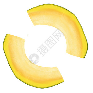 黄色海报手绘背景图片手绘插图的两个圆圈形状的瓜片 黄绿色甜美可口的夏季水果 蔬菜素食素食甜点 成熟的自然食物 健康饮食背景