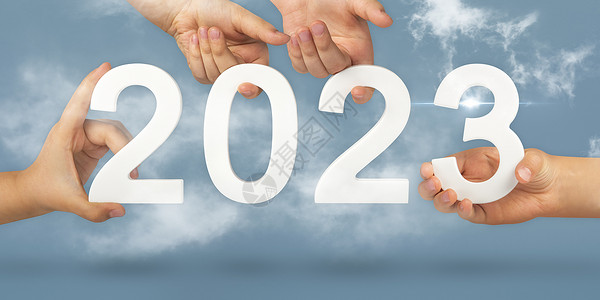 新年新计划2 0 2 3 手持号码折叠到新年的2023 Kas符号 日历设计或网站横幅( K)背景