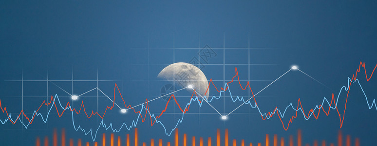 月相图用于演示和报告背景的满月和蓝天空 月亮相图 Banner背景