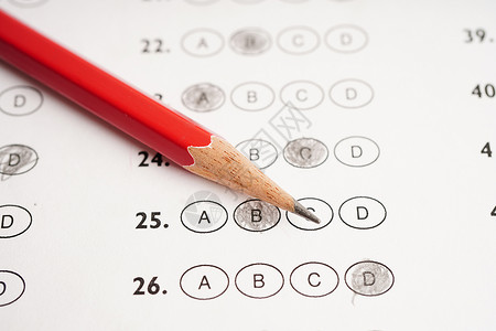 回答单上写着铅笔画 填满了选择和教育概念清单考试知识气泡圆圈数字写作解决方案学习学生工作室高清图片素材