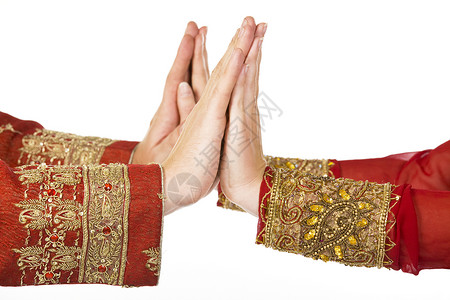 穿印地安洋装的两只手高清图片