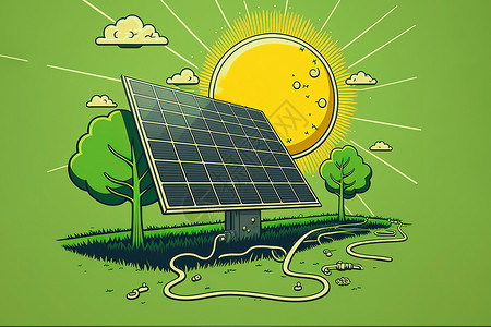 art绿色地球 替代能源 绿色草原背景太阳能板块 Art Art背景