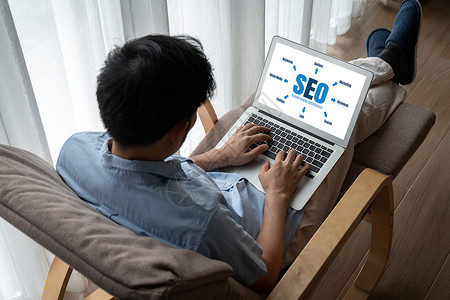 SEO 优化现代电子商务和网上零售业SEO搜索引擎优化商务商业房子战略房间屏幕互联网人士营销工具监视器高清图片素材