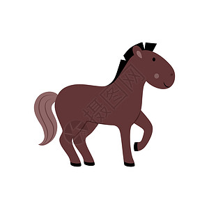 卡通动物矢量图孩子们画的马 用一匹马来说明儿童书籍 字母表 教育卡 马在白色背景中被孤立 农场上的宠物 (笑声)背景