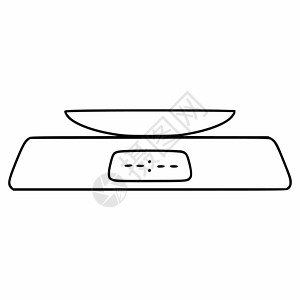 dood 风格的厨房电子秤 用于测量食物重量的厨房用具 白色背景上的矢量图标公寓黑色房子电器器具染色力量插图涂鸦锅炉背景图片