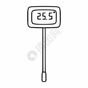 路标线性图标用于测量食物温度的厨房温度计 电子厨房电器 涂鸦风格的矢量图标写意房子锅炉插图黑色公寓力量学位手绘用具背景