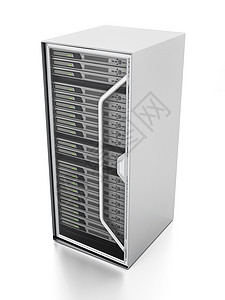 在白色背景上孤立的网络服务器 3D 插图架子服务3d贮存计算商业硬件互联网数据技术云高清图片素材