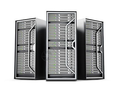 在白色背景上孤立的网络服务器 3D 插图数据互联网计算安全架子商业贮存技术3d托管白色的高清图片素材