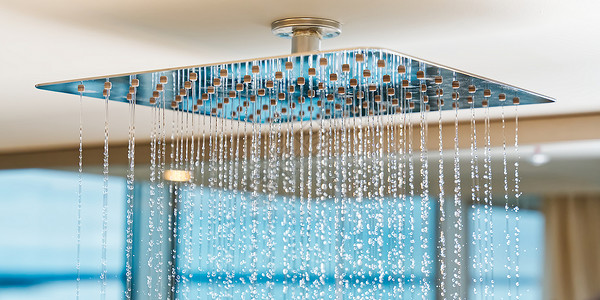 热带淋浴的水流 大型水的消耗量 铬淋浴头 现代设计背景