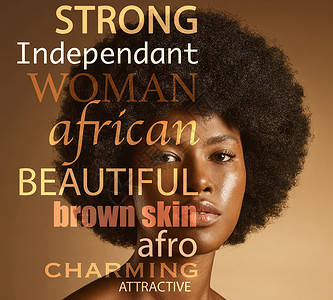梦想家励志海报黑人女性 面部和肖像 引述和动机 自我护理和非洲头发 皮肤和护肤美容的灵感 发光 美容和皮肤病学 引文覆盖励志海报背景