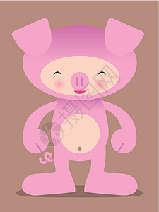 可爱的粉红猪矢量漫画设计图片