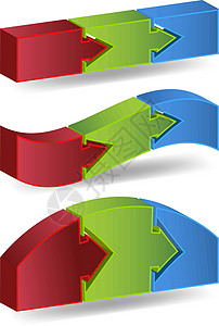 红色循环箭头三个步骤进程设计图片