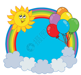 太阳气球边框彩虹圆设计图片
