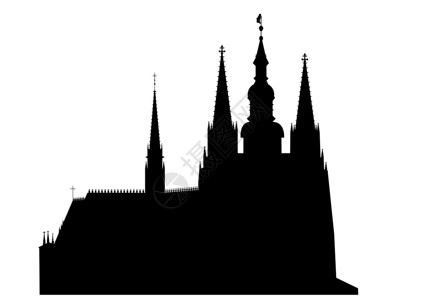 清真寺尖塔布拉格城堡-圣维特大教堂-矢量设计图片