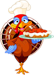 感恩节火鸡厨师土耳其和派感恩厨师面包鞭打插图甜点卡通片食物脆皮庆典设计图片