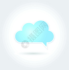 气泡图标云讲话白色电脑数据气泡天气技术插图蓝色天空设计图片
