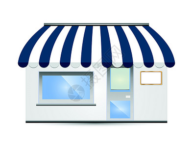 窗户图标以蓝色储存预存长方形编辑餐厅边缘控制板阴影角落房子杂货店遮阳棚设计图片