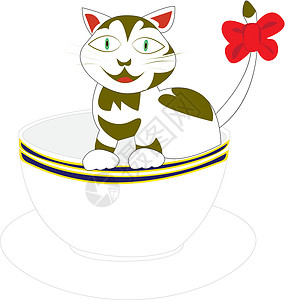 茶杯里小兔兔在杯子里的猫设计图片