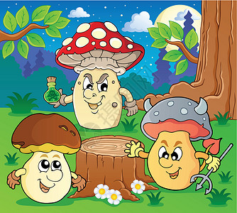 树桩图蘑菇主题图6设计图片