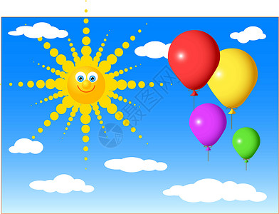 党辉照我心党气球生日纪念日流行音乐玩具艺术周年细绳太阳蓝色天空设计图片