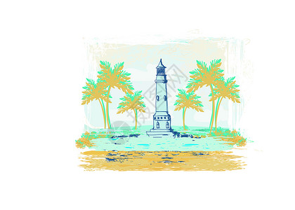 波息湾使用灯塔进行背景回顾海岸导航岩石天空港口波浪旅行航行石头海岸线设计图片